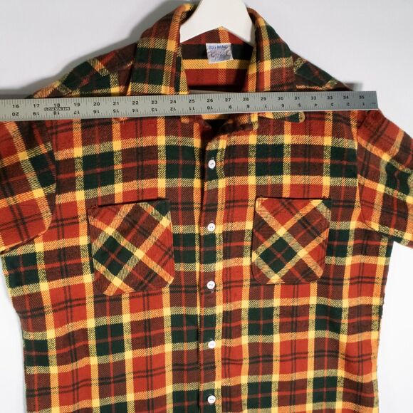 Vntg Big Mac JCPenney Flannel Long Sleeve Men's Size L Multi Plaid 70's Retro - Picture 11 of 14
